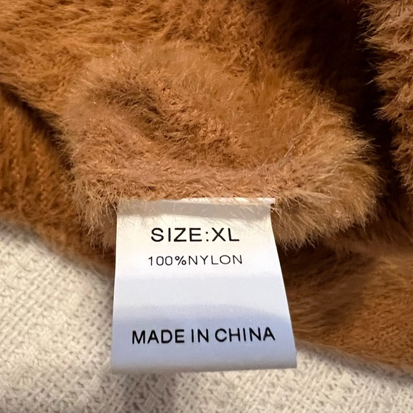 #1607. Unbranded Rust-Colored V-Neck Tunic Sweater w/Crochet Lace Detail. Sze XL - Picture 8 of 8